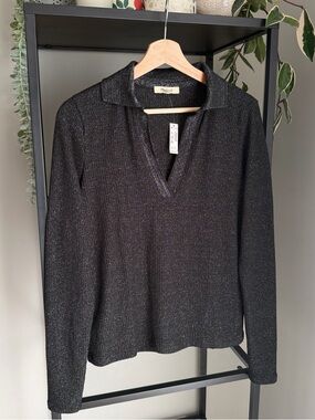NWT Madewell V Neck Polo Top